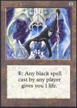 Heavy Play, English MTG Regular Throne of Bone Beta Magic the Gathering - Image 1