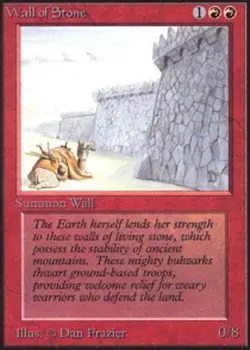 Light Play, English MTG Regular Wall of Stone Beta Magic the Gathering - Image 1