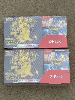 (2) Boxes Of Pokemon Surging Sparks ETB with Booster Bundle - Factory Sealed - Image 1