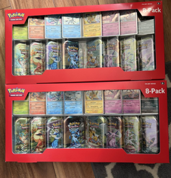 Pokemon Prismatic Evolutions 8 Mini-Tins with Promo Cards Costco 2-Pack IN HAND - Image 1