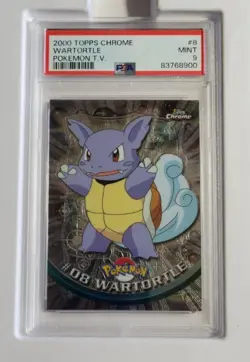 2000 Topps CHROME Wartortle #8, PSA 9, Pokemon TV - Image 1