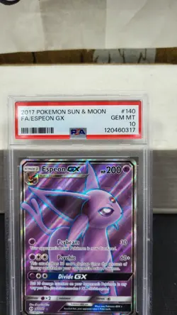 2017 ESPEON GX SUN & MOON FULL ART POKEMON TCG PSA 10 GEM MINT #140 - Image 5
