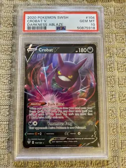 CROBAT V 2020 POKEMON SWORD & SHIELD DARKNESS ABLAZE 104/189 PSA 10 GEM MINT - Image 1