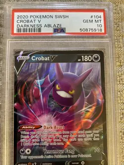 CROBAT V 2020 POKEMON SWORD & SHIELD DARKNESS ABLAZE 104/189 PSA 10 GEM MINT - Image 2