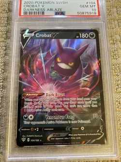 CROBAT V 2020 POKEMON SWORD & SHIELD DARKNESS ABLAZE 104/189 PSA 10 GEM MINT - Image 3
