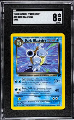 2000 Pokemon Team Rocket Dark Blastoise 20/82 Unlimited Rare PSA 8 NM-MT - Image 1