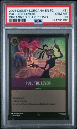 Disney Lorcana Pull The Lever! Promo PSA 10 #31 POP 8 Prerelease Promo - Image 1