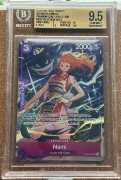 2025 One Piece Promos OP09070 Nami UC Premium Card Coll Best Selc BGS 9.5 Gem Mt - Image 1