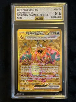 Pokemon CHARIZARD EX 228/197 Obsidian Flames Gold Hyper Rare AGS 9.5 Gold Label - Image 1