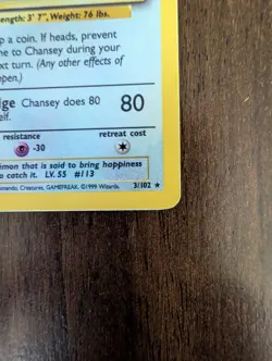 Chansey 3/102 HP Base Set Unlimited Holo Rare Vintage Pokemon TCG 1999 - Image 5
