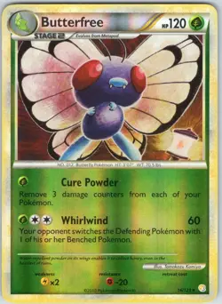 Butterfree 16/123 Rare HeartGold & SoulSilver Pokemon Reverse Holo NM - Image 1