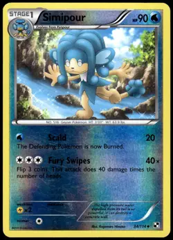 Simipour 34/114 Uncommon Black & White Pokemon Reverse Holo NM - Image 1