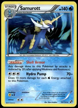 Samurott 32/114 Holo Rare Black & White Pokemon Holo LP - Image 1