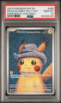 2023 Pokemon Pikachu Van Gogh Grey Felt Hat #085 PSA 10 - Image 1