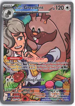 Arven's Greedent 205/182 Illustration Rare Destined Rivals Pokemon NM - Image 1
