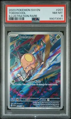 2023 POKEMON SVI EN-SCARLET & VIOLET ILLUSTRATION RARE #201 TOEDSCOOL PSA 8 - Image 1