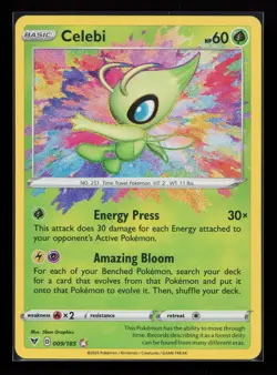 Celebi 009/185 Amazing Rare SWSH04: Vivid Voltage Pokemon Card - Image 1