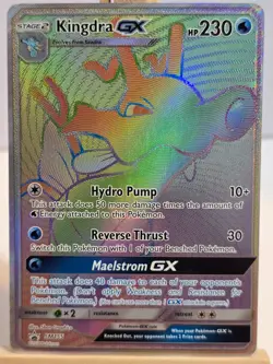 POKEMON Kingdra GX SM155 Rainbow Rare Secret Promo Sun & Moon TCG Card - Image 1