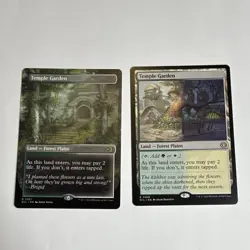 MTG 2X Temple Garden (1x Borderless) Lorwyn Eclipsed Shockland M/NM - Image 1