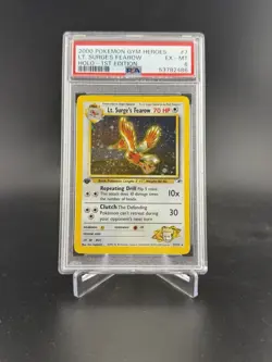 2000 Pokemon Gym Heroes 1st Edition Lt. Surge's Fearow Holo #7 PSA 6 - Image 1
