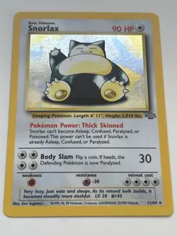 Vintage WOTC Pokemon Snorlax Jungle 11/64 Holo Rare - Image 1