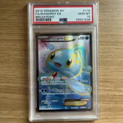 2016 POKEMON XY BREAKPOINT #116 FULL ART/MANAPHY EX PSA 10 - Image 1