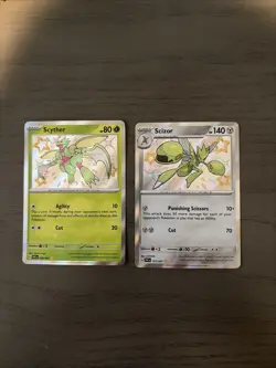 Pokemon TCG Paldean Fates Shiny Rare Scyther & Scizor NM - Image 1
