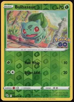 Bulbasaur 001/078 NM Pokemon GO Common Reverse Holo Pokemon - Image 1