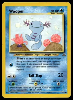Wooper 71/75 Pokemon Card Neo Discovery Common 50 HP Lightly Played J38 - Image 1