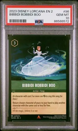 Disney Lorcana Cinderella Bibbidi Bobbidi Boo #96 Non Foil PSA 10 WDW - Image 1