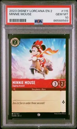 Disney Lorcana Floodborn Minnie Mouse Zipping Around #115 Non Foil PSA 10 - Image 1