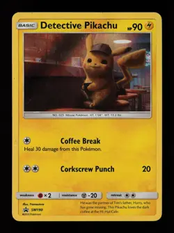 Detective Pikachu SM190 Holo Promo Sun & Moon Pokemon Cards - Image 1
