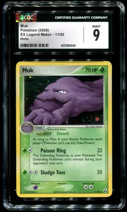 CGC 9 Muk Holo Rare EX Legend Maker 2006 Pokemon Card #11 - Image 1