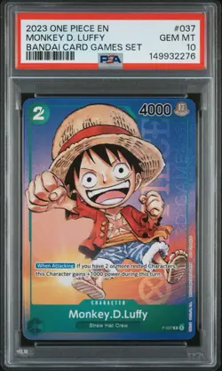 One Piece Monkey D Luffy 2023 Promo P-037 Bandai Card Games Set PSA 10 Gem Mint - Image 1