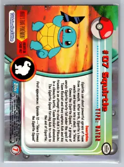 Squirtle #7 Topps Trading Cards Series 1 Pokemon Near Mint - Image 2
