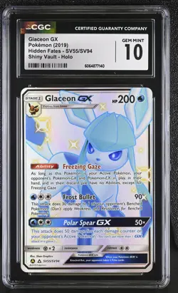 CGC 10 GEM MINT Glaceon GX Hidden Fates SV55/SV94 Shiny Vault Pokemon Card - Image 1