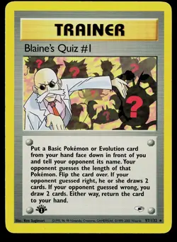 Pokemon Card - Blaine's Quiz #1 Gym Heroes 97/132 1st Edition Rare - Image 1