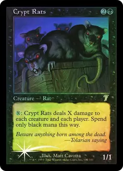 7th Edition MTG FOIL Crypt Rats Magic - Image 1