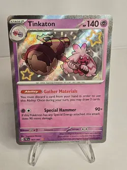 Tinkaton 167/091 Shiny Rare Paldean Fates Pokemon NM - Image 1