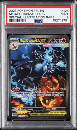 2025 POKEMON PFL EN-PHANTASMAL FLAMES #125 MEGA CHARIZARD X EX PSA 9 - Image 1