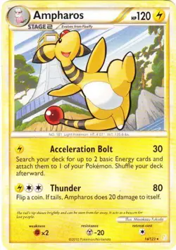 Moderately Played, English - 1 x Pokemon Ampharos - 14/123 - Rare HeartGold Soul - Image 1