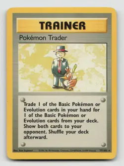 POKEMON TRADER 77/102 Rare Pokemon BASE SET UNLIMITED - Image 1