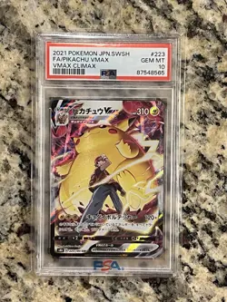 PSA 10 2021 Pokemon VMAX Climax Japanese Pikachu #223/184 Full Art JP - Image 1