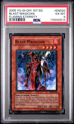 2005 Yu-Gi-Oh! Blast Magician Flaming Eternity FET 1st Edition Super Rare PSA 6 - Image 1