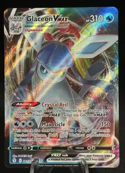 Glaceon VMAX 041/203 SWSH07: Evolving Skies Pokemon TCG Card Full Art Holo Rare - Image 1