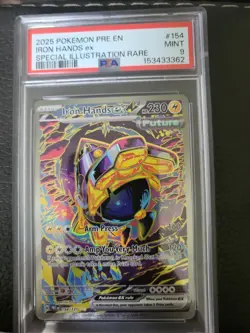 2025 POKEMON PRE EN-PRISMATIC EVOLUTIONS #154 IRON HANDS EX PSA 9 - Image 1