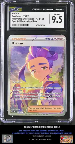 2025 Pokemon Prismatic Evolutions #174/131 Kieran Graded CGC 9.5 - Image 1