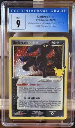 Pokemon Umbreon Gold Star 17/17 Celebrations BLUE LABEL CGC 9 - Image 3