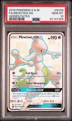 MewTwo GX Hidden Fates #SV59 PSA 10 GEM MINT 2019 Pokemon Sun & Moon FA - Image 1