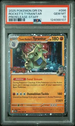PSA 10 Team Rocket's Tyranitar (STAFF Promo) Destined Rivals 96/182 Pokemon B11 - Image 1